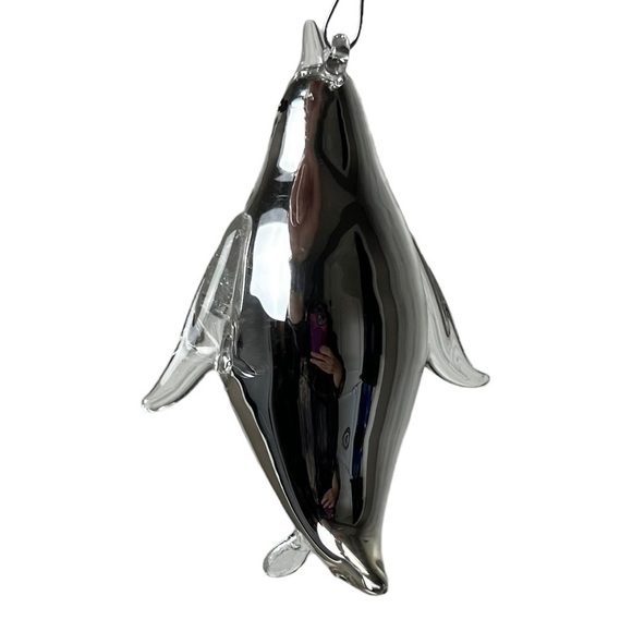Penguin Macy's Holiday Lane Ornament Silver Bells Glass Penguin Swimming Penguin - Picture 7 of 10